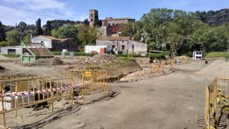 Imatge de les obres d’urbanització PAU6 Bisbat-Eixample del 3 de maig on s’aprecia que els treballs estan aturats